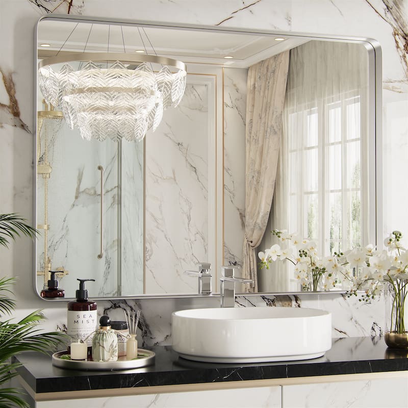 Bathroom Mirrors Wall Mirrors Accent Mirrors - 30W * 40H Inches - Silver