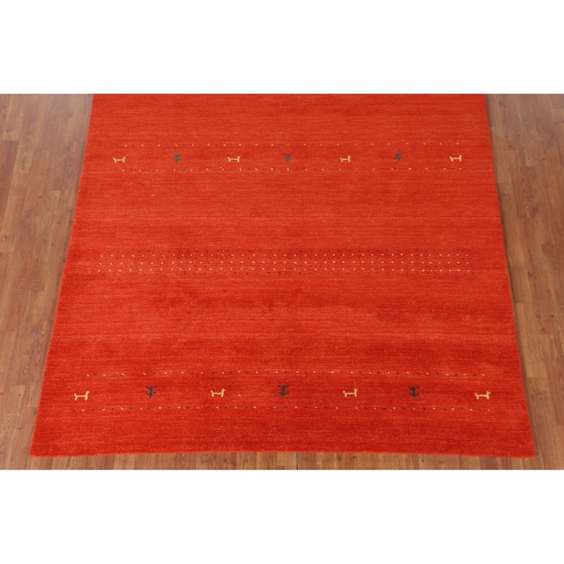 Hand Knotted Oriental 100% Wool Carpet Tribal Tribal Oranges & Rust Gabbeh Area Rug - 9' 9'' X 6' 10''