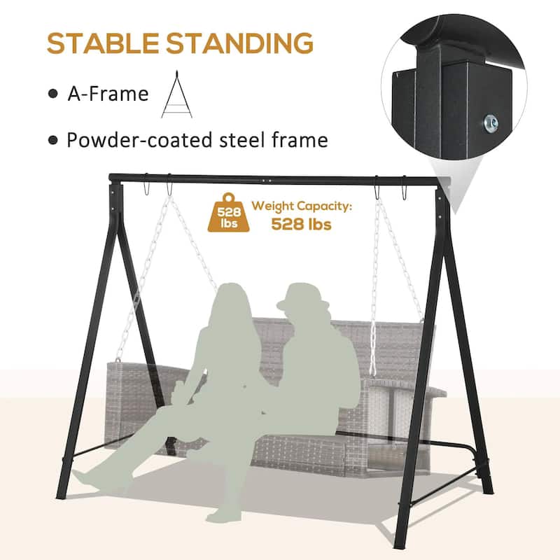 Heavy Duty Metal Porch Swing Stand, 528LB Capacity, Cozy Outdoor Frame