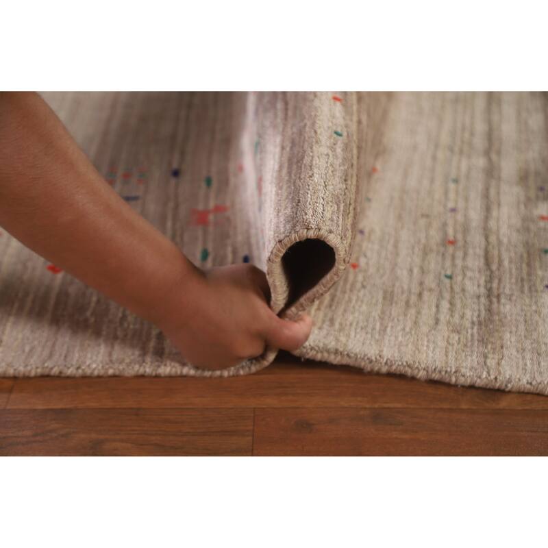 Gabbeh Oriental Area Rug Hand-Knotted Brown Wool Carpet - 7'9"x 9'7"