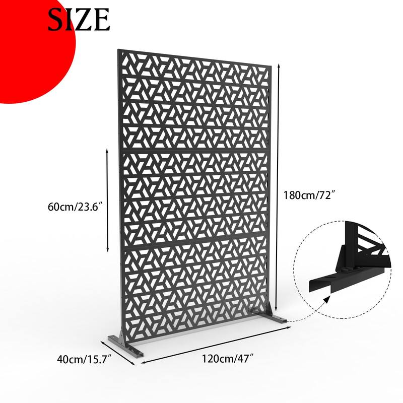 Metal Privacy Screen Outdoor Privacy Panels 72"H x 47"W, Freestanding Patio Divider for Garden, Deck, Balcony, Backyard