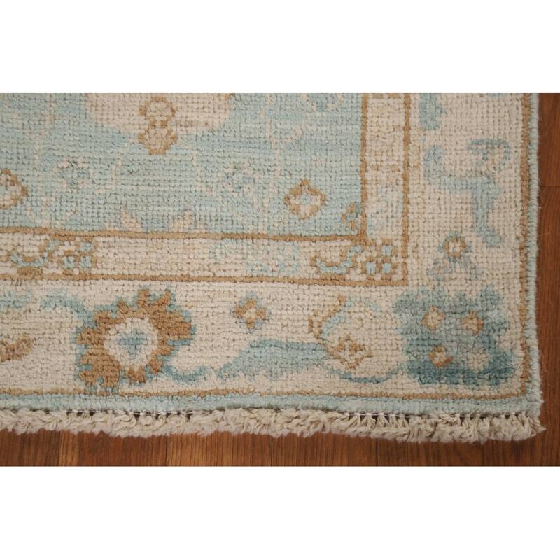 Hand Knotted Oriental 100% Wool Carpet Transitional Geometric Navy Blue & Blues Oushak Area Rug - 2' 11'' X 2' 0''