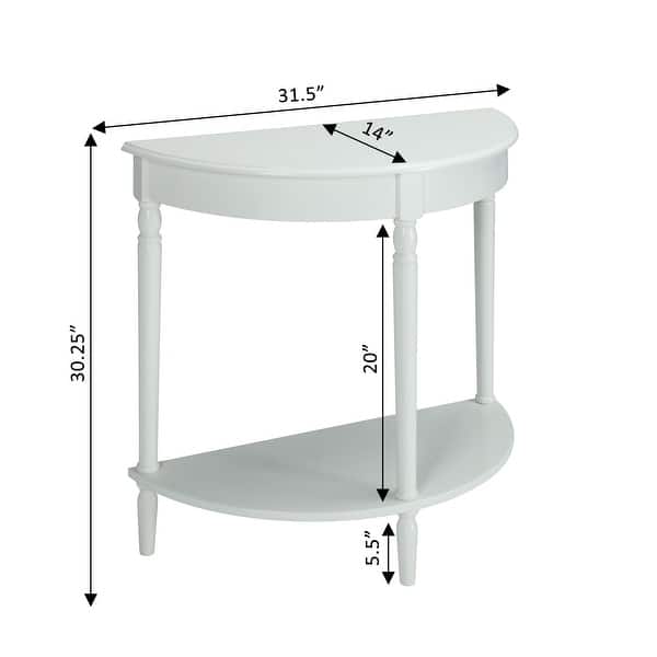 dimension image slide 1 of 4, Convenience Concepts French Country Half-Round Entryway Table with Shelf