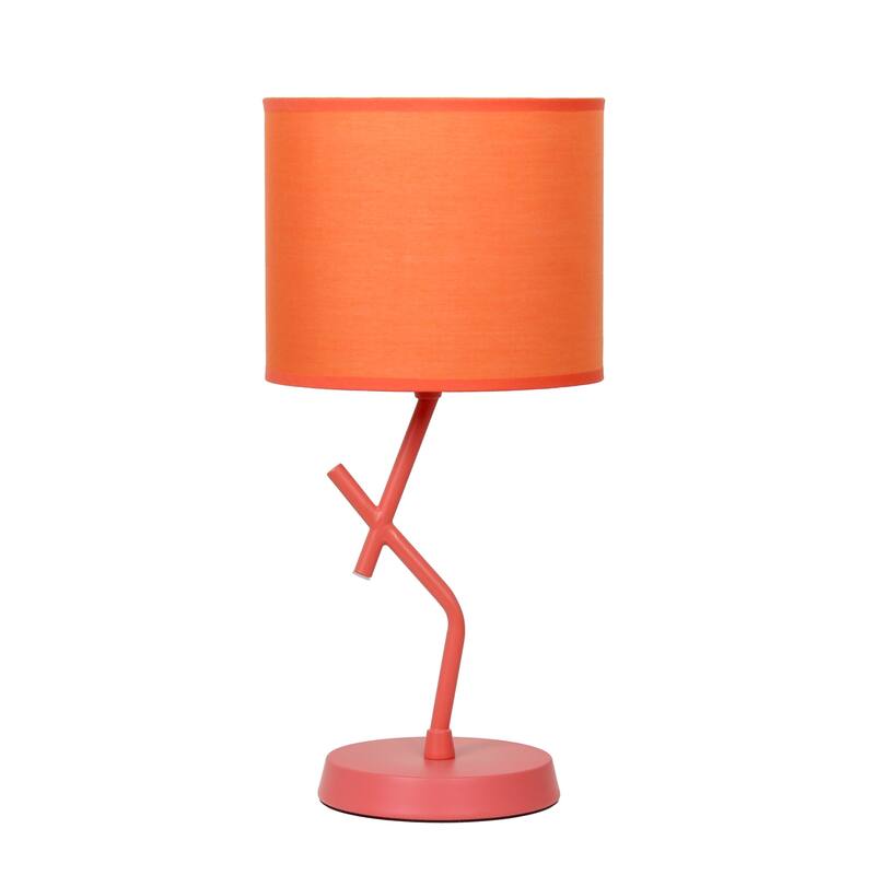 Abstract Angular Table Lamp with Drum Shade - 17" - Orange