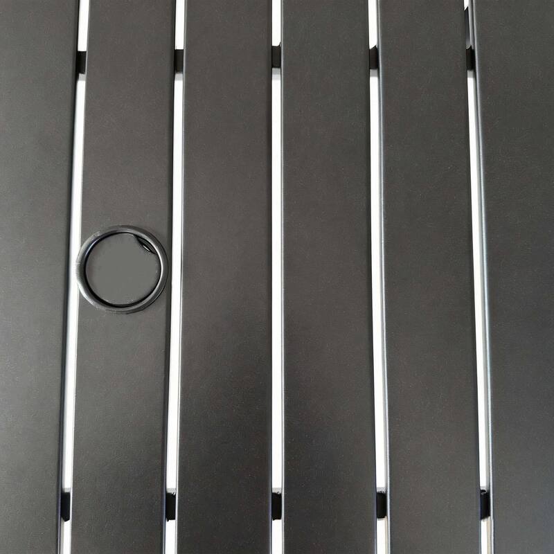 Metal Steel Slat Patio Dining Table Square Backyard Bistro Table Outdoor Furniture Garden Table