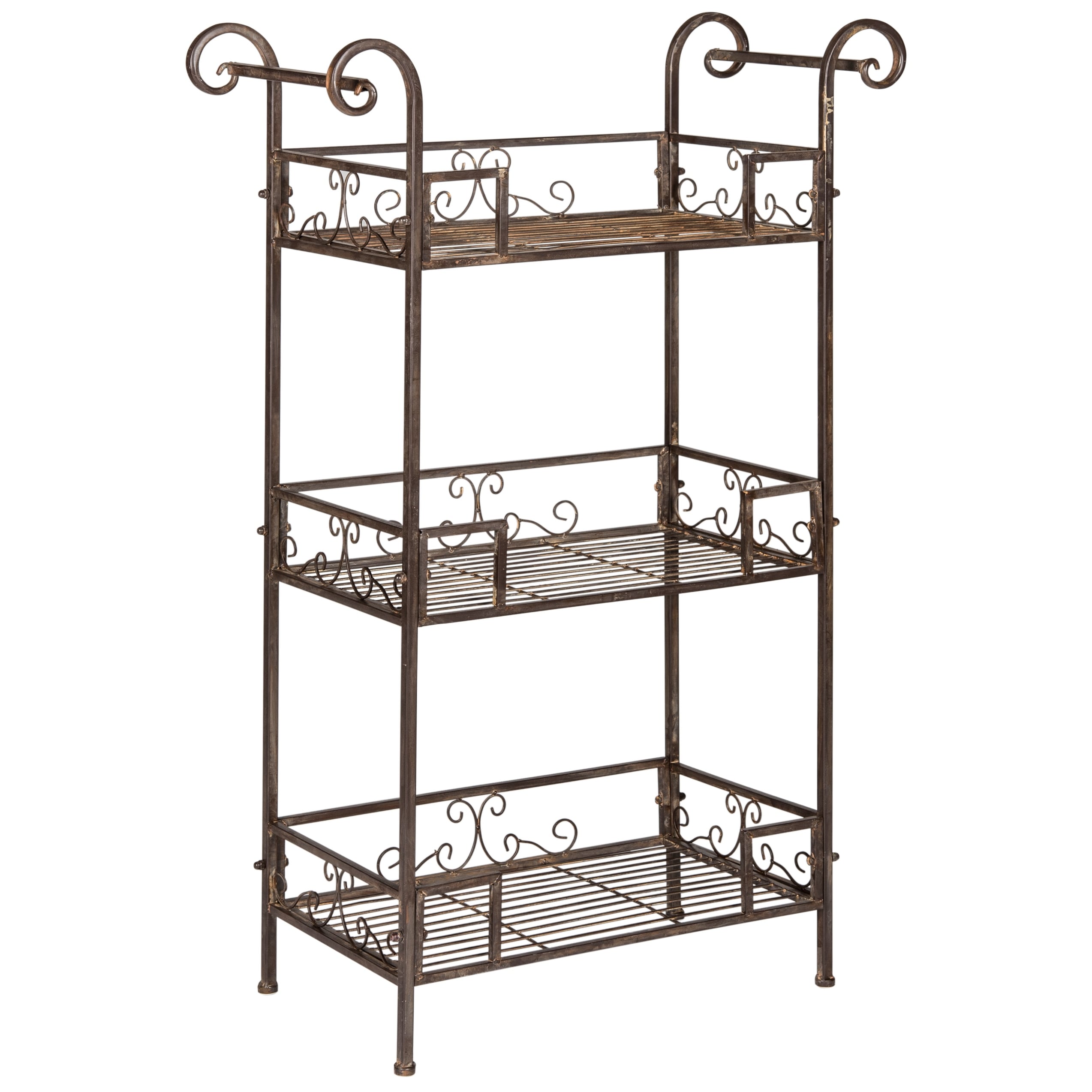 SAFAVIEH Outdoor Abigale Victorian Scroll Iron 3-Tier Shelf - 28