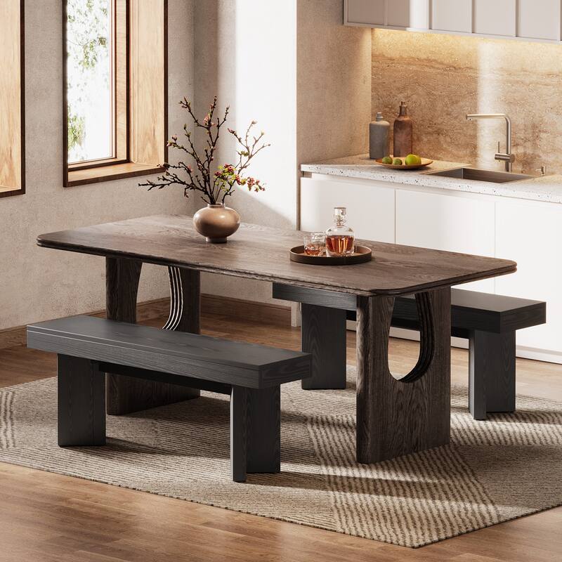 Farmhouse Wooden Dining Bench, 47" Indoor Kitchen Table Bench