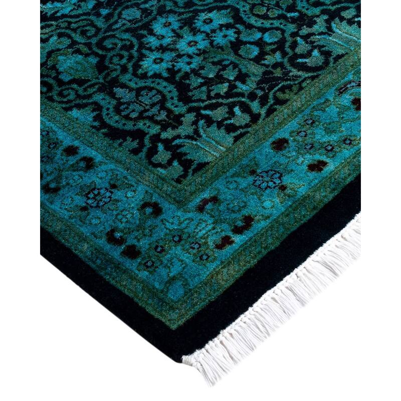 Fine Vibrance One-of-a-Kind Hand-Knotted Runner Rug - Black, 2' 6" x 17' 10" - 2' 6" x 17' 10"