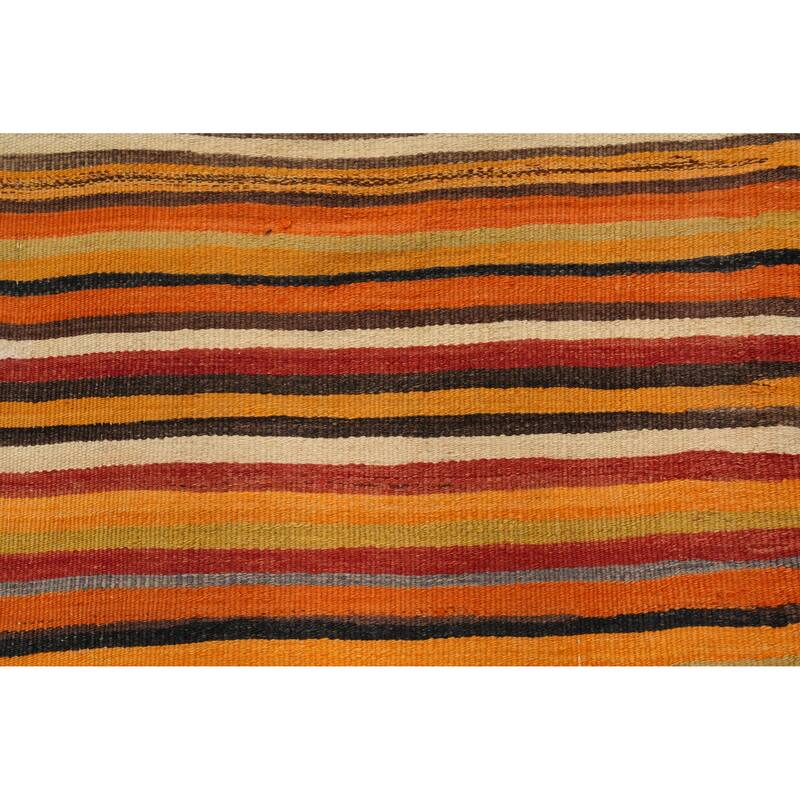 Hand Woven Oriental 100% Wool Carpet Southwestern Geometric Oranges & Rust Kilim Runner Rug - 9' 5'' X 4' 5''