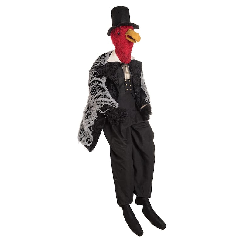 Vernon Vulture Art Doll Figure Joe Spencer Gathered Traditions Halloween Fall Harvest - Black - 36"