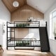 preview thumbnail 1 of 9, Stylish & Simple Full over Full Size Metal Bunk Bed with Slide and Guardrails, Unique Design & Versatile Functionality, Black