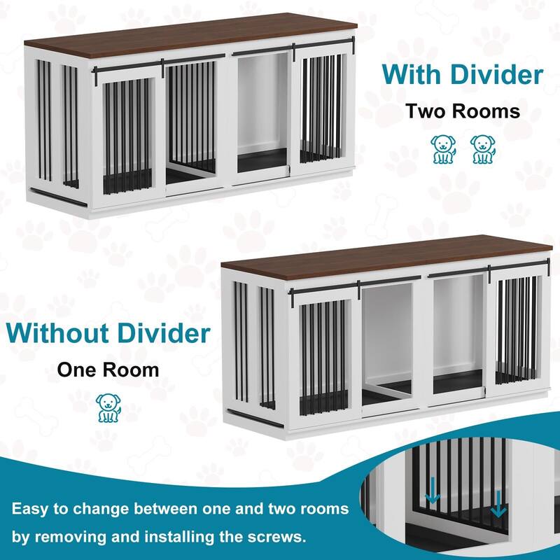 71'' Dog Crate Furniture for 2 Dogs