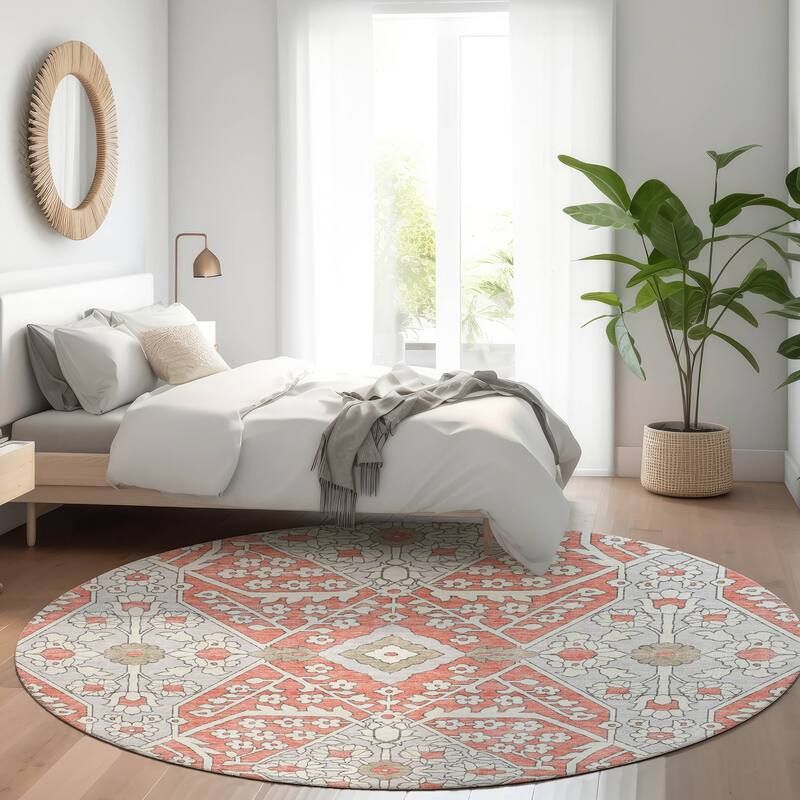 Machine Washable Indoor/ Outdoor Chantille Traditional Medallion Rug