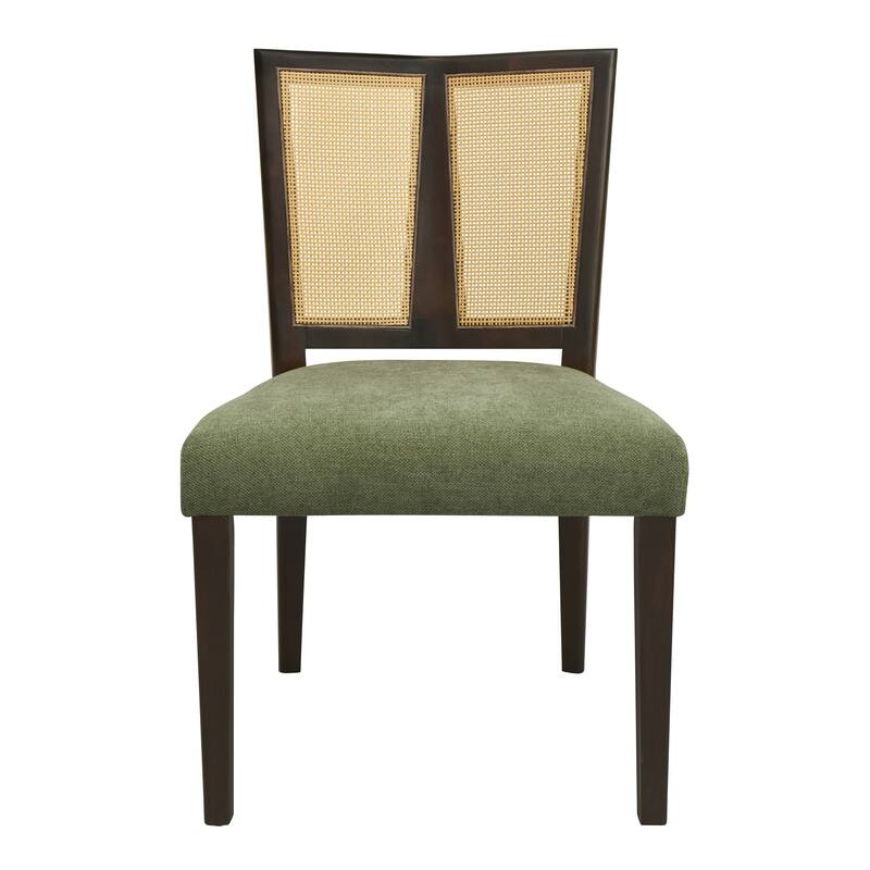 Mid-Century Modern Dining Chair with Rattan Back(Set of 2)