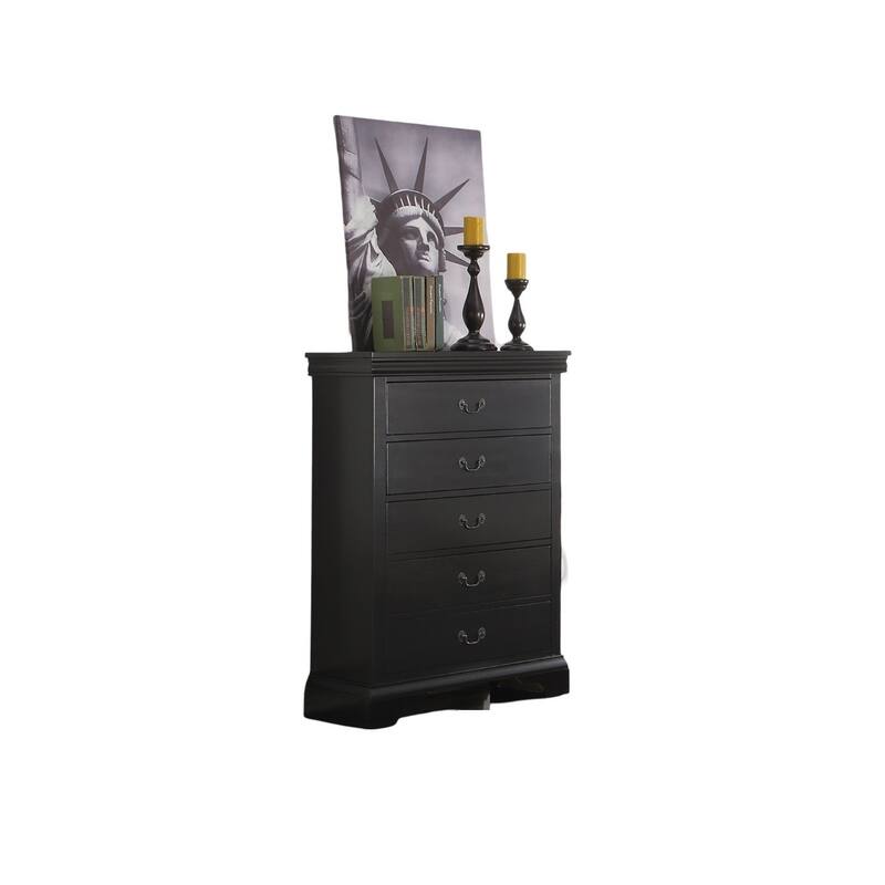 Contemporary Style,Bedroom Tall Chest Of Five Drawers,Solid Wood Storage Shelves,Sturdy Construction