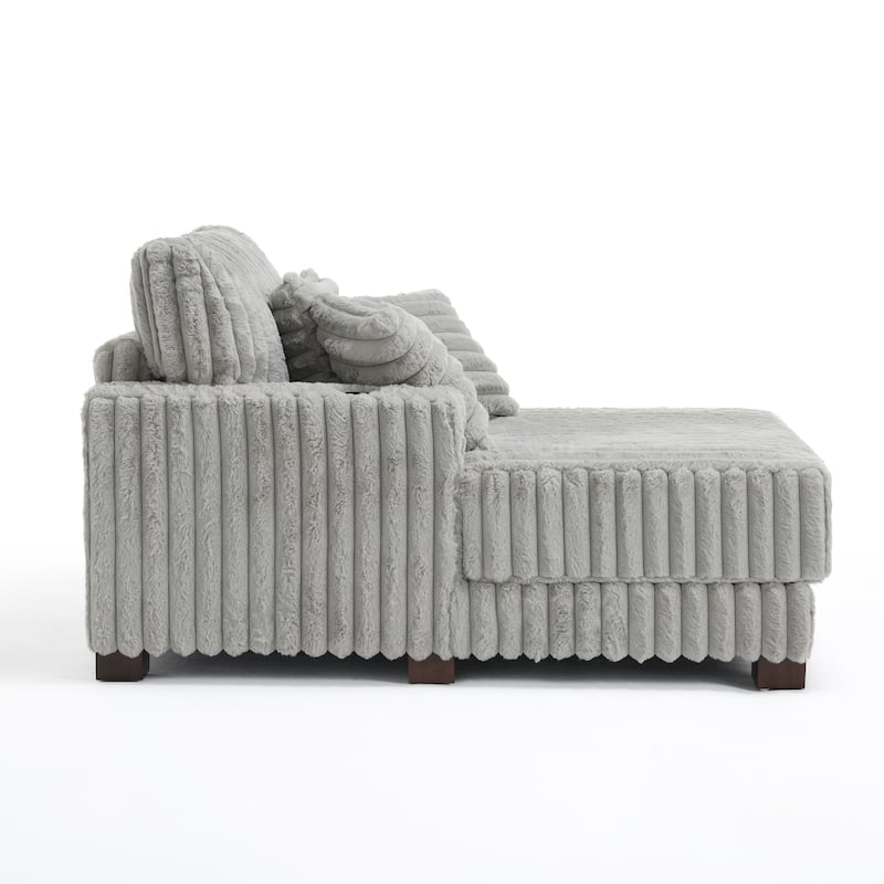 Modern Upgraded Plush Fabric Sofa Chaise Lounge with Pillows