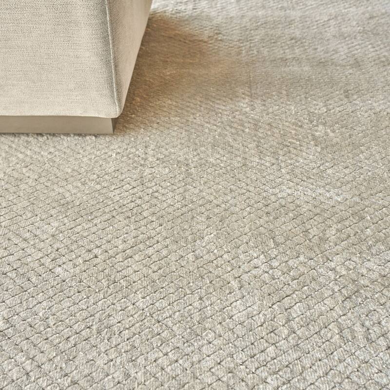 EXQUISITE RUGS Pearl Hand-loomed Bamboo Silk Beige Area Rug.