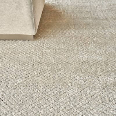 EXQUISITE RUGS Pearl Hand-loomed Bamboo Silk Beige Area Rug.