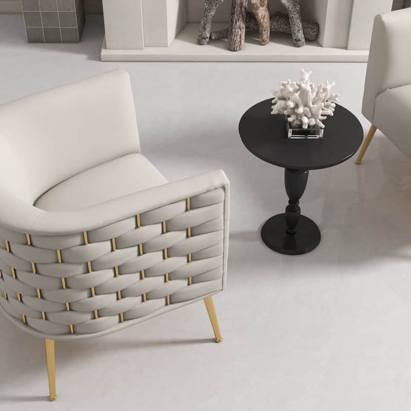 SEYNAR Mid-Century Modern Velvet Round Accent Chair for Living Room