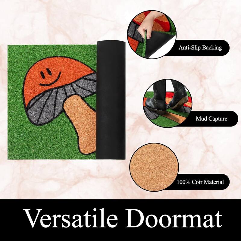A1HC Natural Coco Coir Door Mat with Heavy Duty Non-Slip PVC Backing - 18" x 30" - Easy to Clean