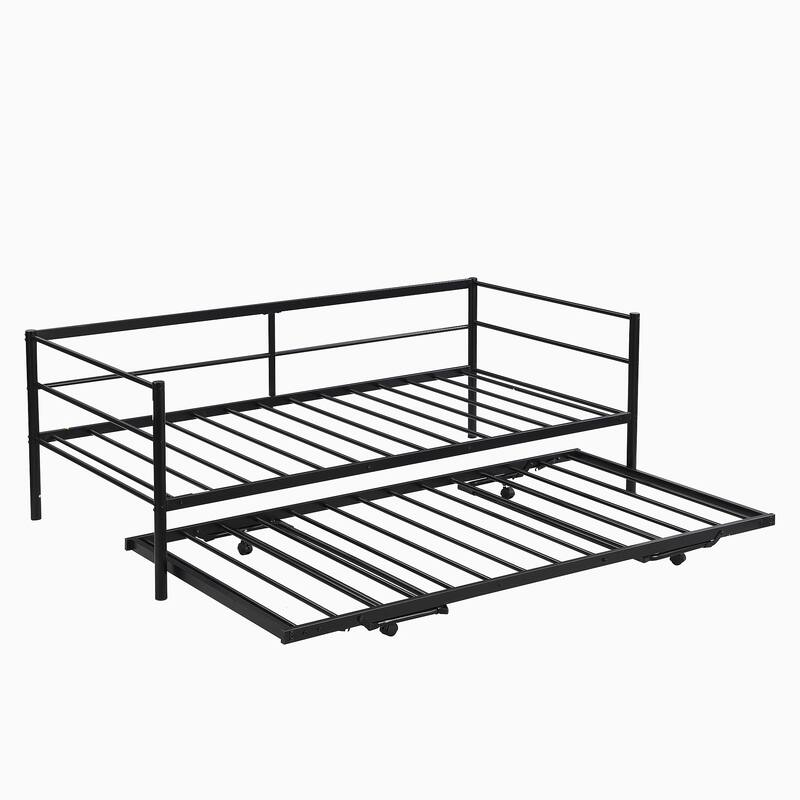 Twin Size Metal Daybed with Adjustable Trundle