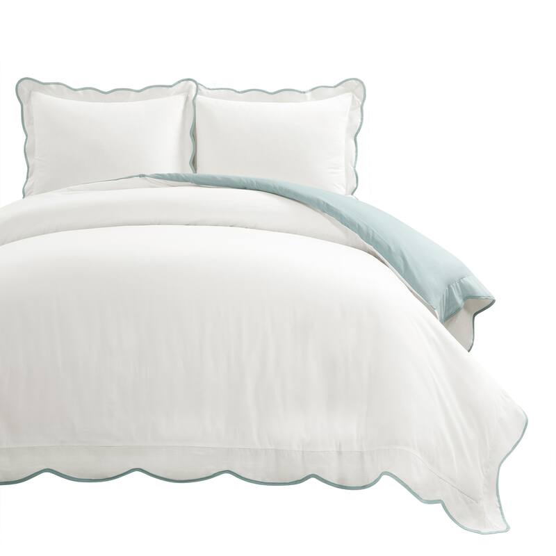 Lush Decor Coastal Chic Scallop Edge Duvet 3 Piece Set
