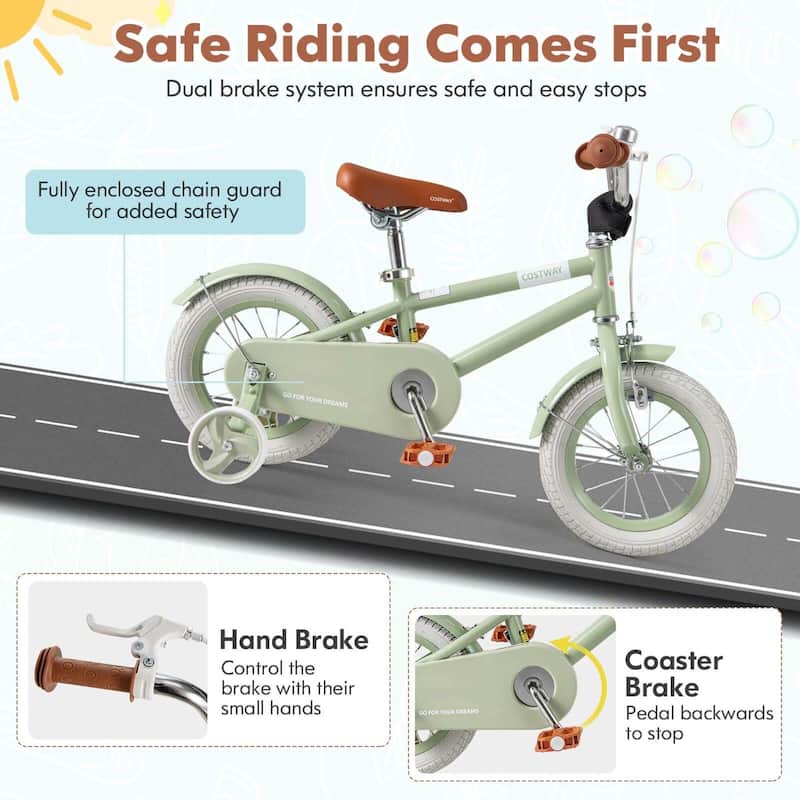 Costway 12" Kids Bike with Adjustable Saddle Handlebar Removable - See Details