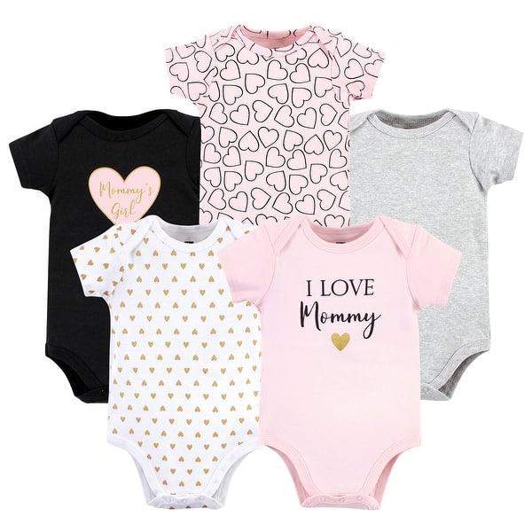 slide 1 of 1, Hudson Baby Infant Girl Cotton Bodysuits, Girl Mommy 5Pk 18-24 Months - Girl Mommy 5Pk