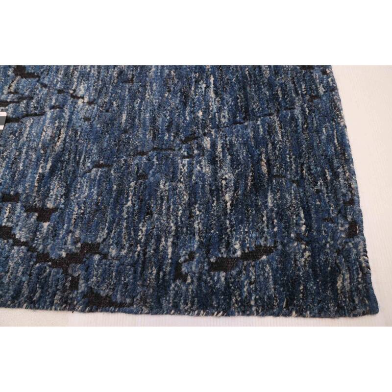 ECARPETGALLERY Hand-knotted Tangier Dark Blue Wool Rug - 5'6 x 7'6