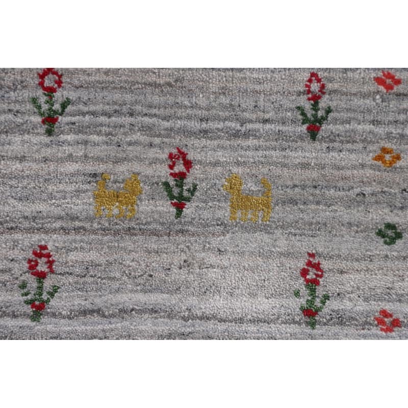 Striped Gabbeh Indian Area Rug Handmade Wool Carpet - 9'3" x 11'8"