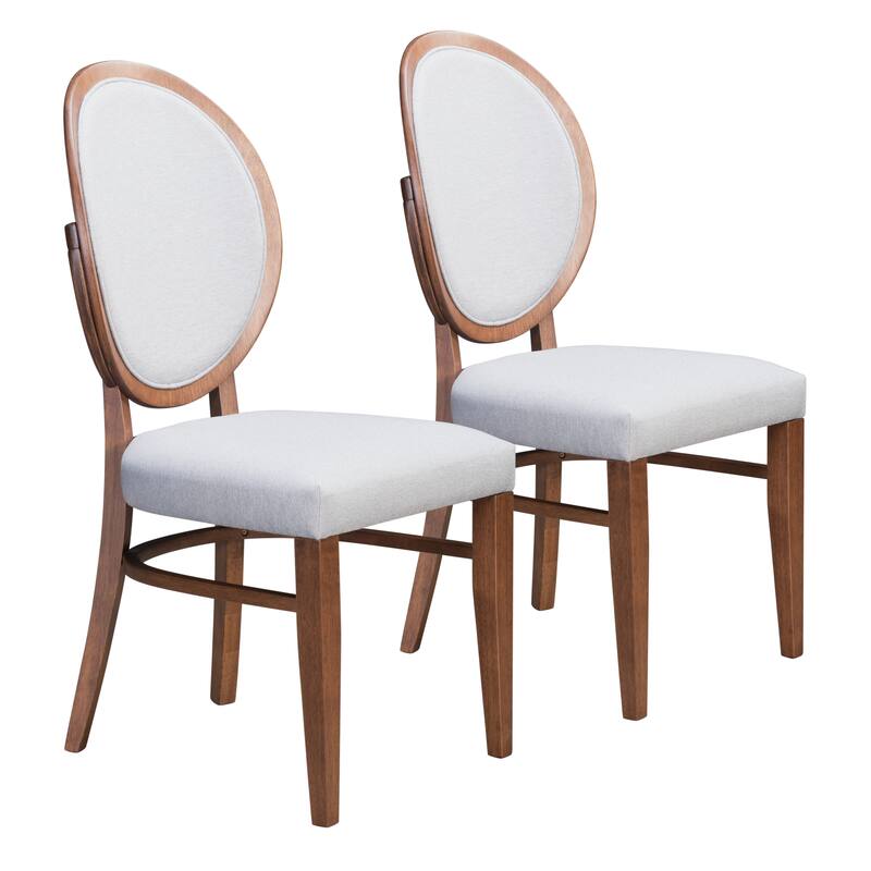 Dining Chair (Set of 2) - 16.9" W x 22" D x 37" H - Walnut, Dark Grey