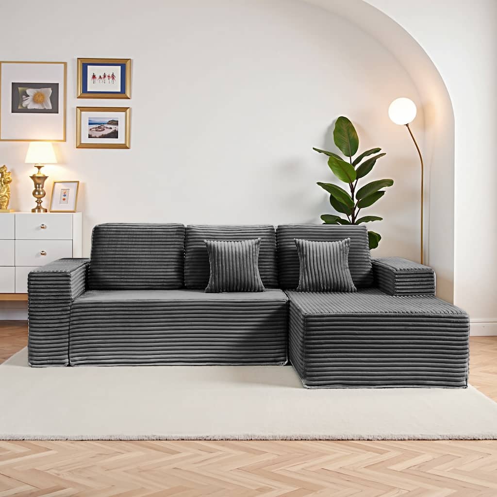 Oversized Loveseat Lounge Chaise with Cloud Plush Sofa Bed - Dark Grey Color