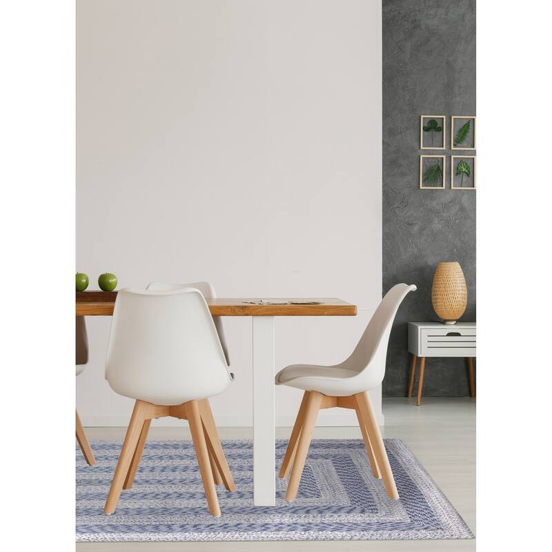 ECARPETGALLERY Braid weave Sienna Blue Wool Rug - 5'3 x 7'6