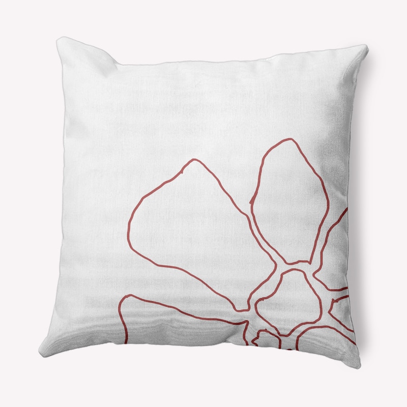 Petal Lines Indoor/Outdoor Throw Pillow - 18" x 18" - Coral/White