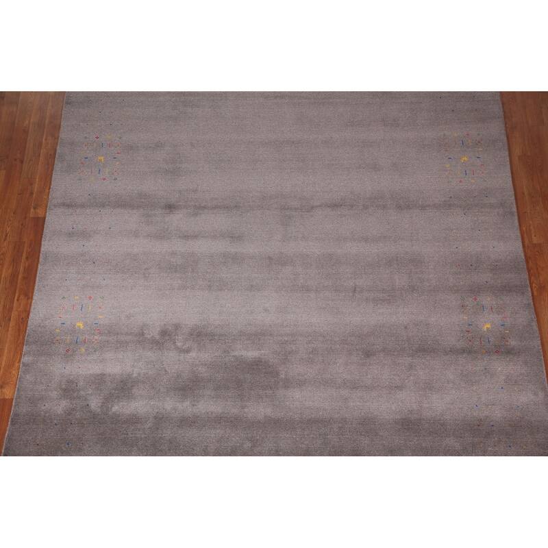 Gray Gabbeh Indian Area Rug Handmade Tribal Wool Carpet - 8'3" x 10'0"