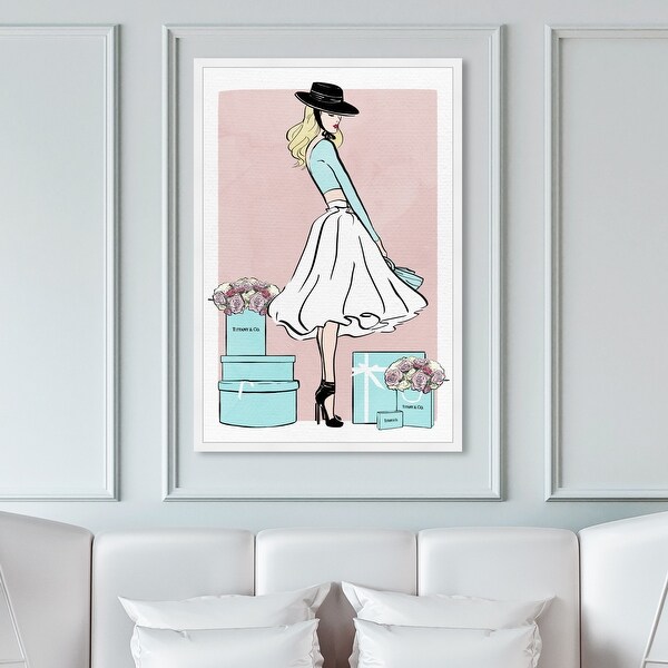 Oliver Gal 'Floral Shopper Blush' Fashion and Glam Framed Wall Art