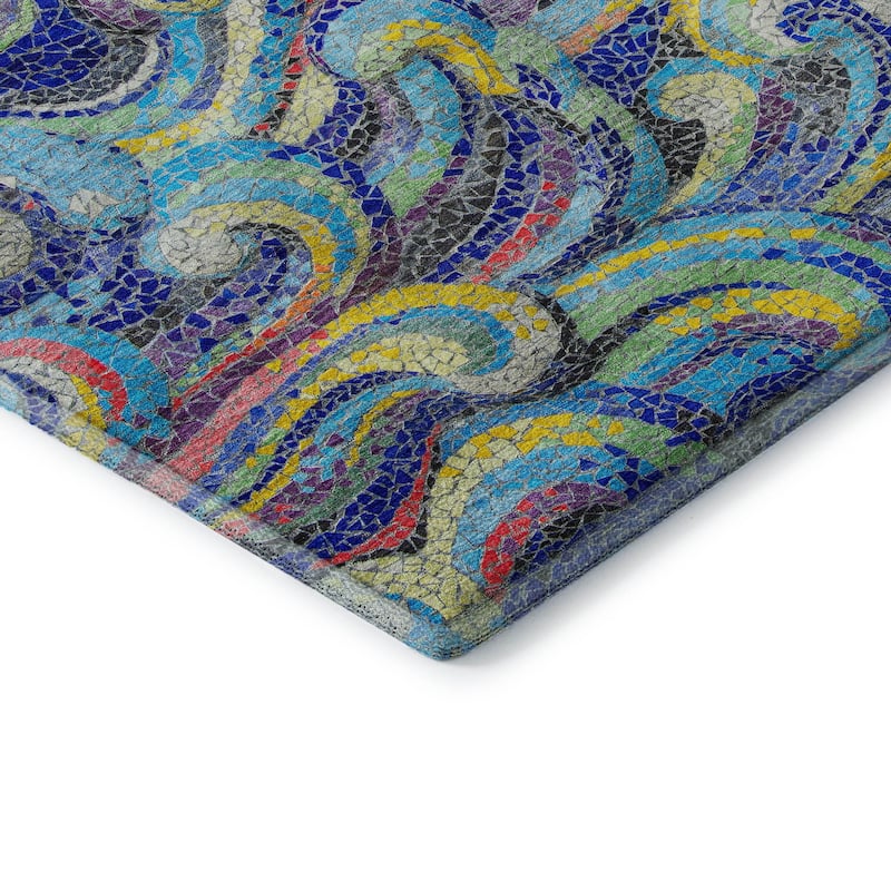 Premium Washable Super Soft Contemporary Mosaic Wave Mayfield Rug