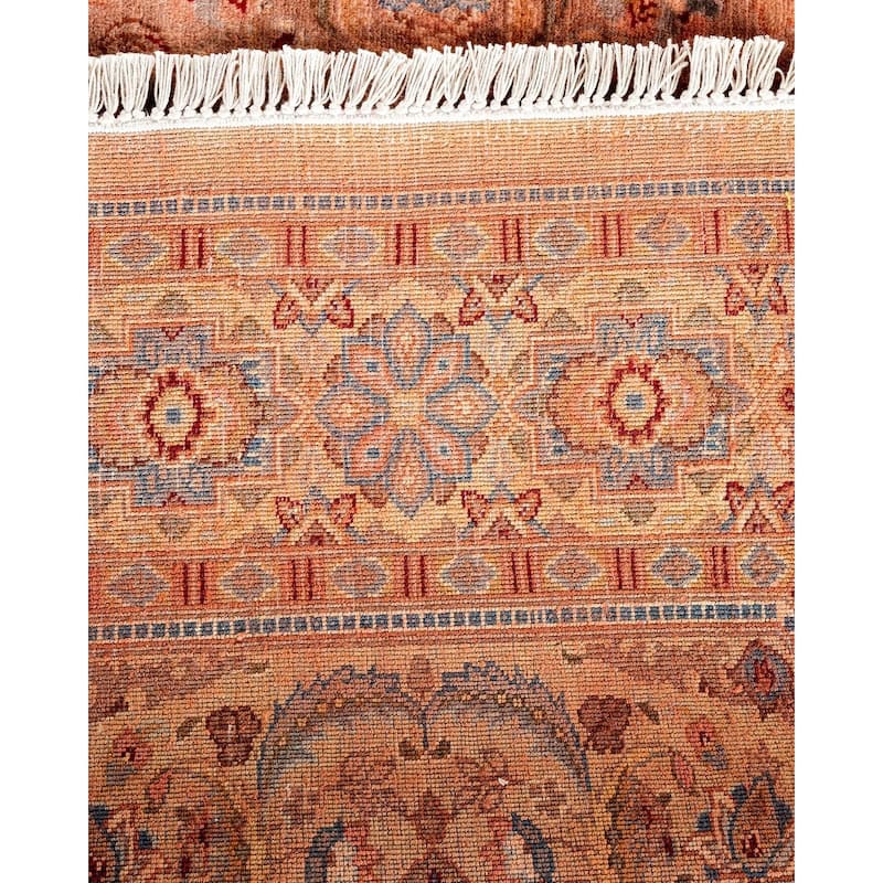 Overton Hand Knotted Wool Vintage Inspired Modern Contemporary Overdyed Pink Octagon Area Rug - 4' 3" x 4' 4"