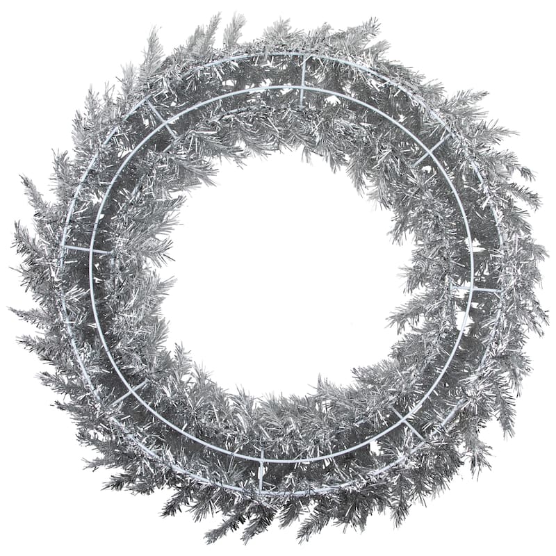 36" Silver Tinsel Artificial Christmas Wreath, Unlit