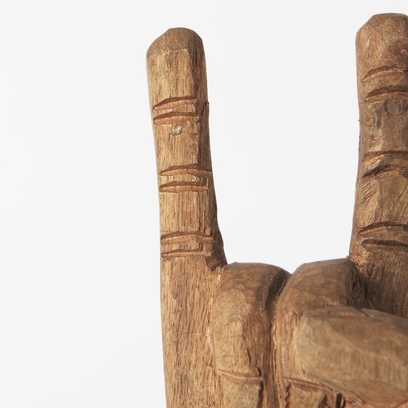 HomeRoots 13" Brown Metal Hand Tabletop Sculpture - 4" W x 4" D x 13" H