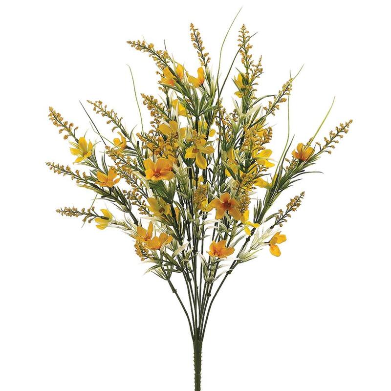 22" Yellow Cosmos and Astilbe Floral Artificial Spring Floral Spray