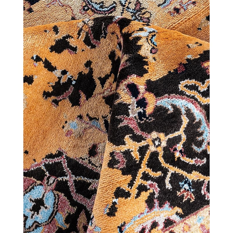 Ikat One-of-a-Kind Hand-Knotted Area Rug - Black, 9' 2" x 12' 3" - 9' 2" x 12' 3"