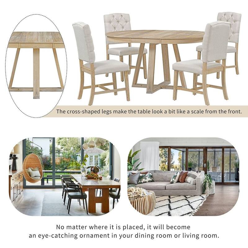 5 PCS Retro Functional Dining Set for 4
