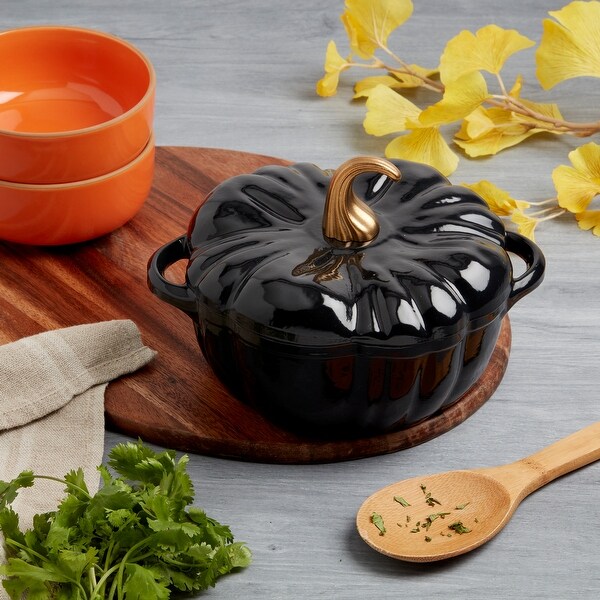 Smith & Clark Iron Works 2-Quart Enamel Pumpkin Dutch Oven - Black