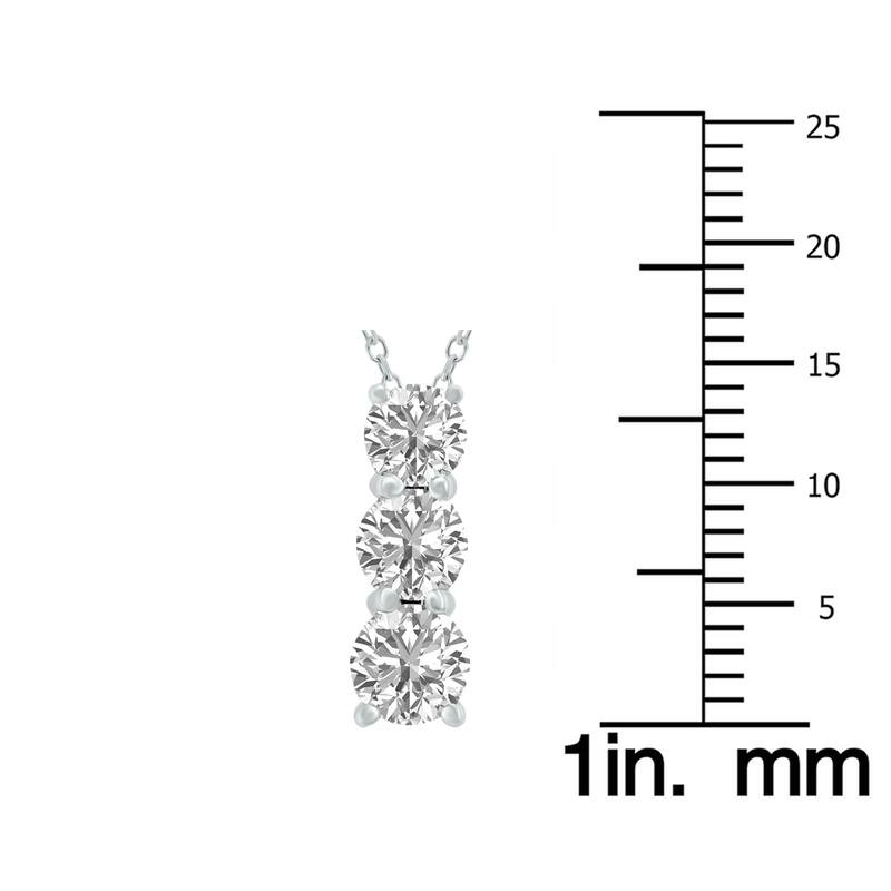 Marquee 1 CTW Lab Grown Diamond Three Stone Pendant in 14K White Gold