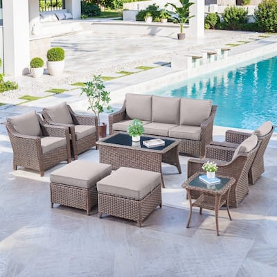 High Back Conversation Set Garden Backyard - Brown