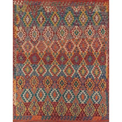 Kilim Oriental Area Rug Hand-Woven Living Room Wool Carpet - 8'2"x 9'6"