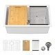 preview thumbnail 2 of 19, Lordear 28" Quartz Composite Undermount Workstation Single Bowl Kitchen Sink with Accessories 19 in.W x 28 in.L x 9.63 in. - White