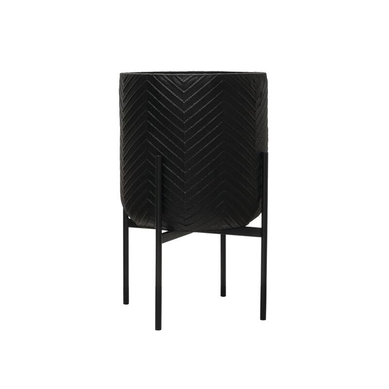 Metal Planter with Stand - Black