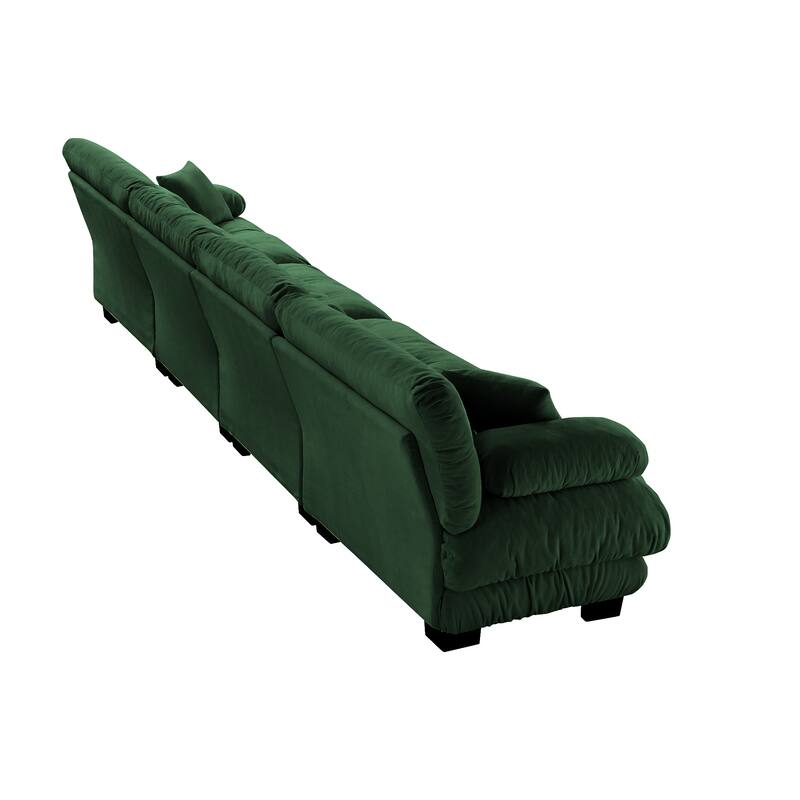 Oversized Modular 4-Seater Chenille Sofa Couch with Throw Pillows